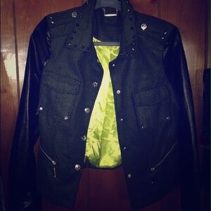 Army Jacket with leather sleeves